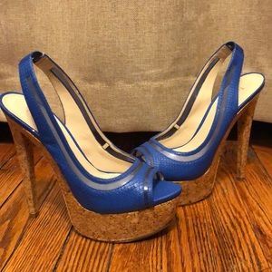 Enzo Angiolini Blue cork High Heel